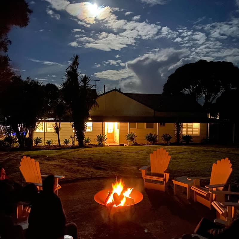 firepit in front of house