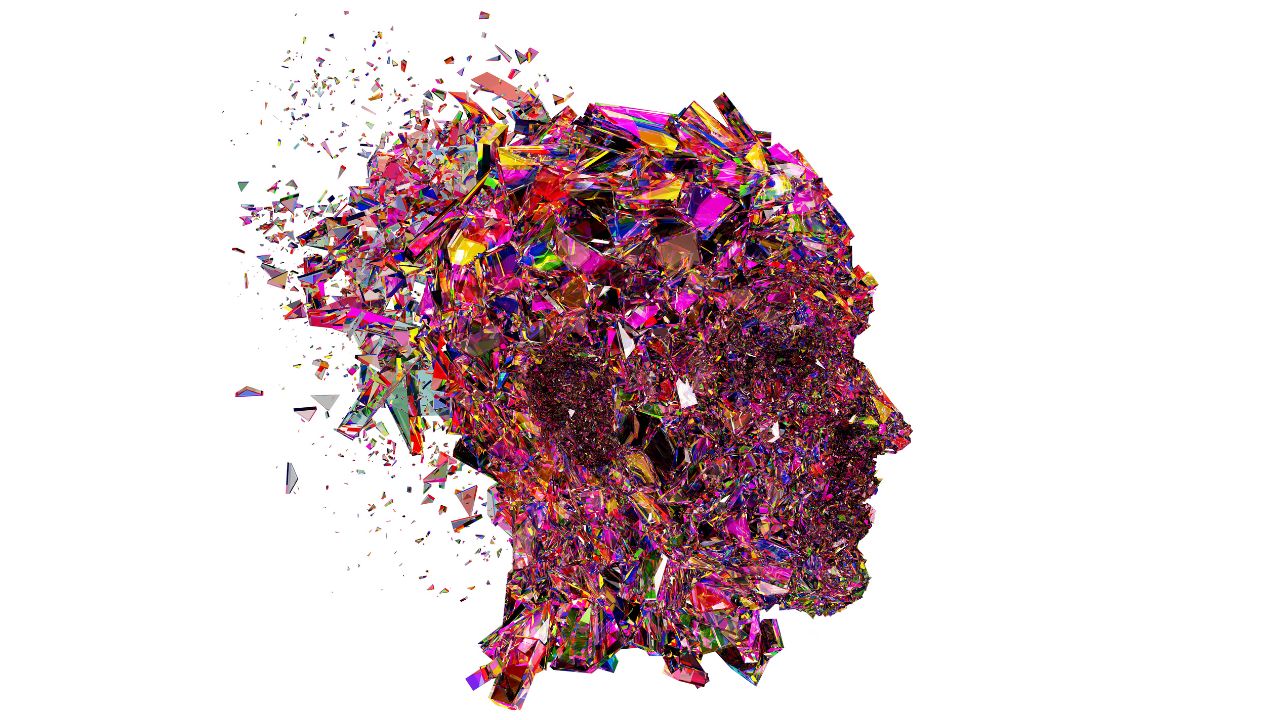 Head and brain in glitter
